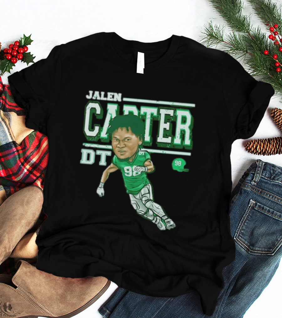 Jalen Carter Philadelphia Eagles DT 98 Caricature Football Player T-Shirt
