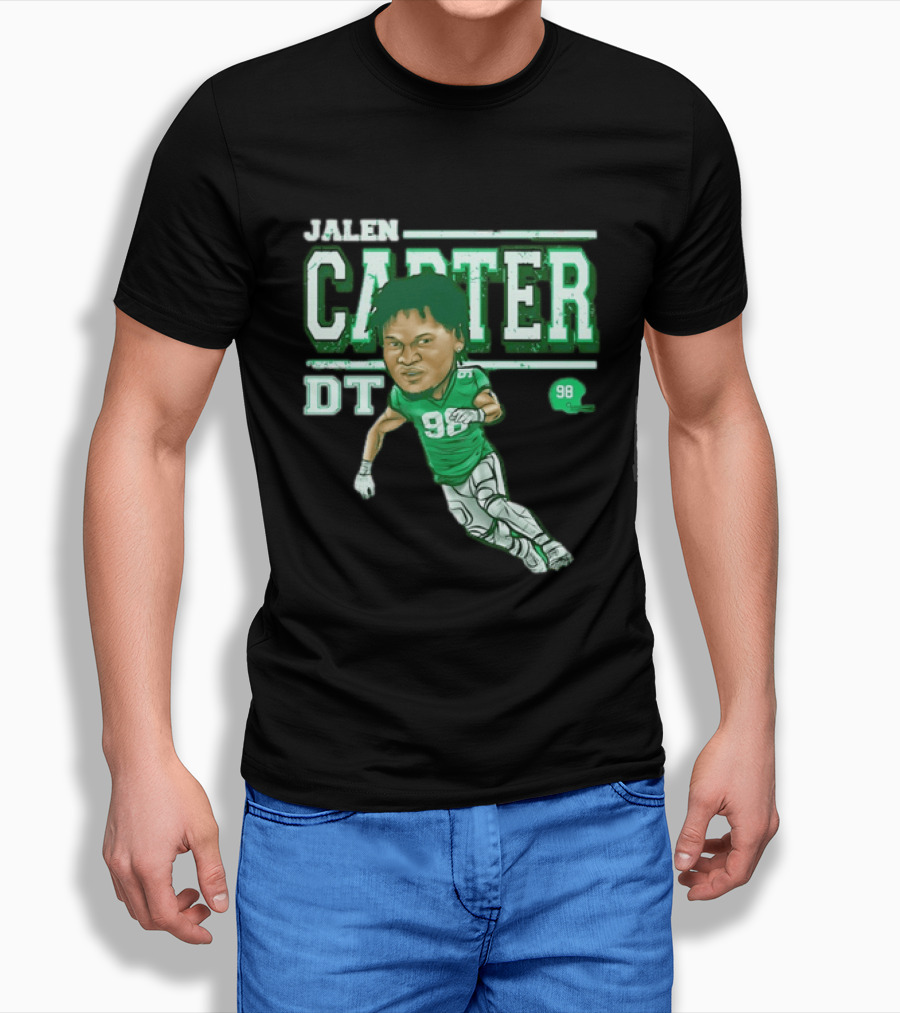 Jalen Carter Philadelphia Eagles DT 98 Caricature Football Player T-Shirt