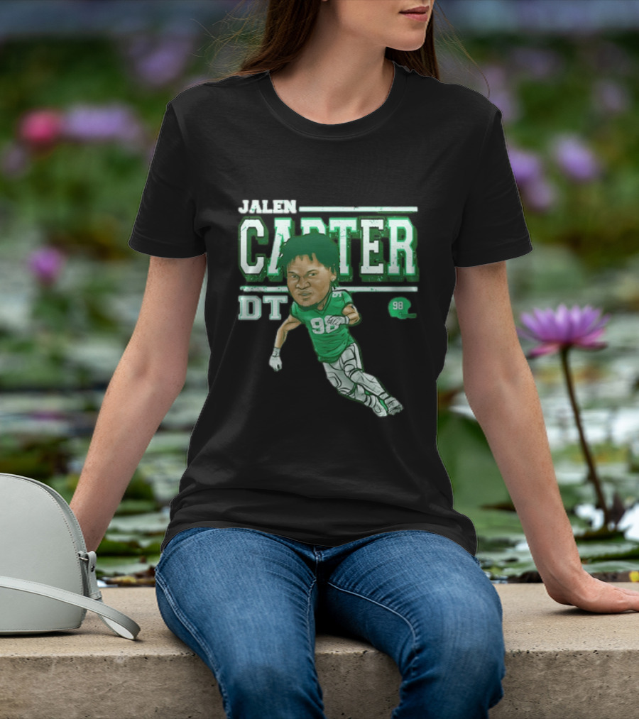 Jalen Carter Philadelphia Eagles DT 98 Caricature Football Player T-Shirt