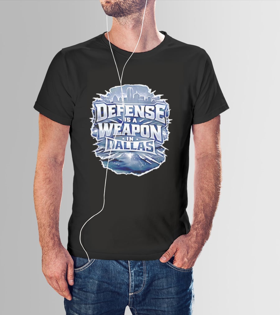 Defense Is A Weapon Dallas Football Skyline T-Shirt