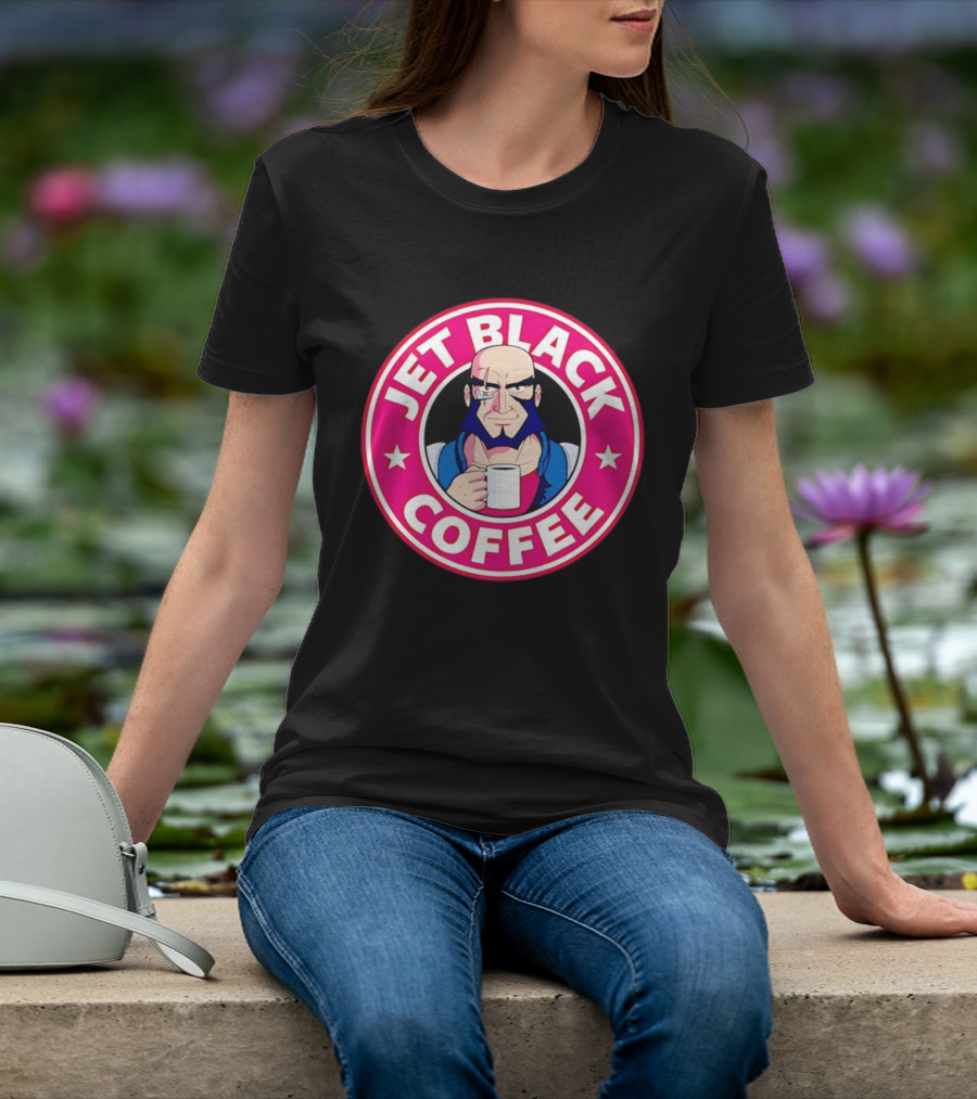 Jet Black Coffee Stern Man Holding T-Shirt