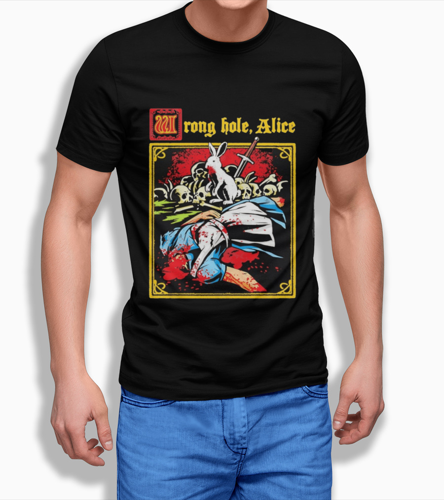 Wrong Hole Alice Killer Rabbit Dark Fantasy T-Shirt