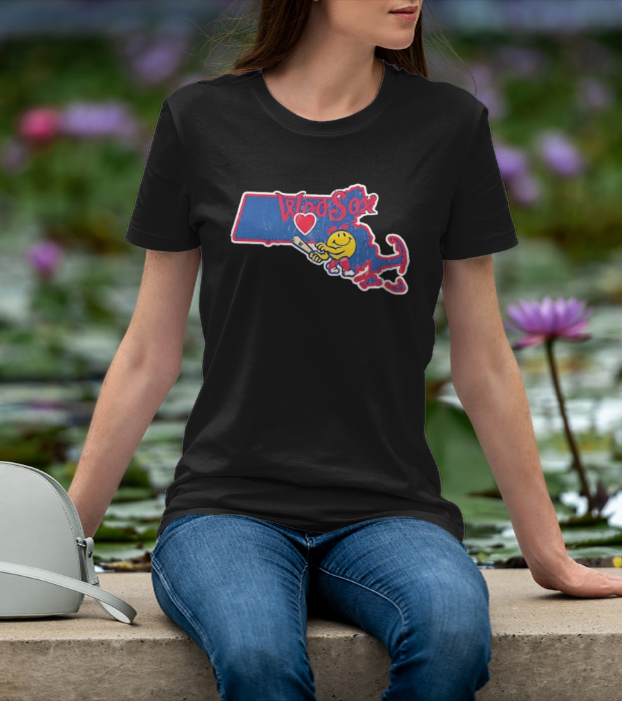 WooSox Massachusetts Heart Baseball Distressed T-Shirt