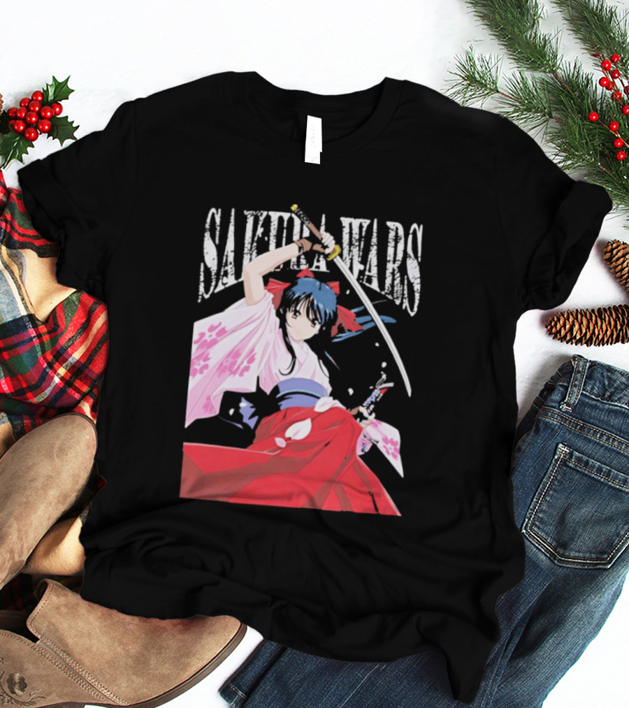 Sakura Wars Distressed Anime Samurai Girl With Katana T-Shirt