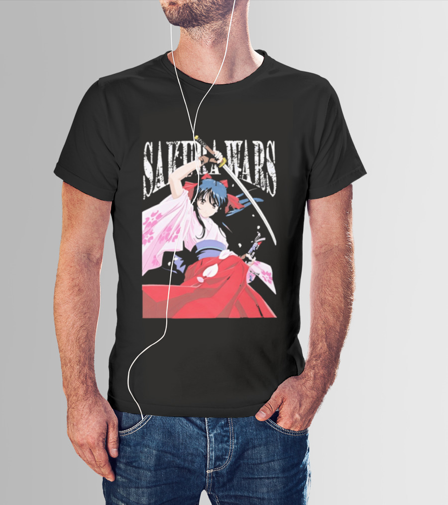 Sakura Wars Distressed Anime Samurai Girl With Katana T-Shirt