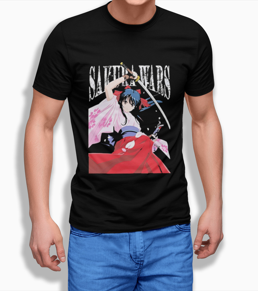 Sakura Wars Distressed Anime Samurai Girl With Katana T-Shirt