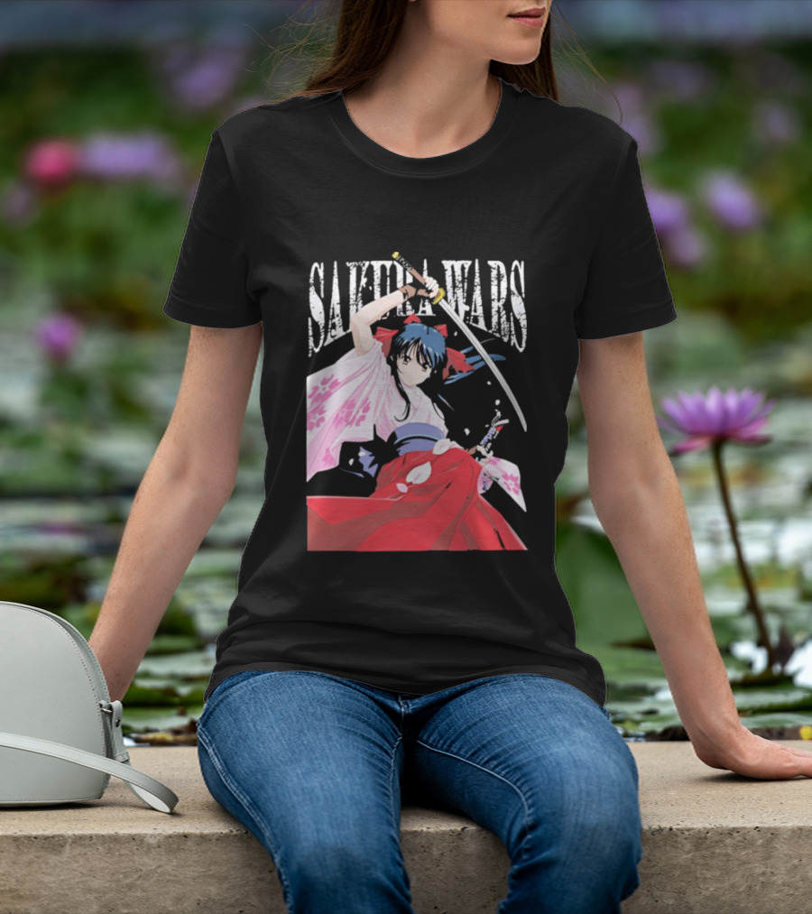 Sakura Wars Distressed Anime Samurai Girl With Katana T-Shirt