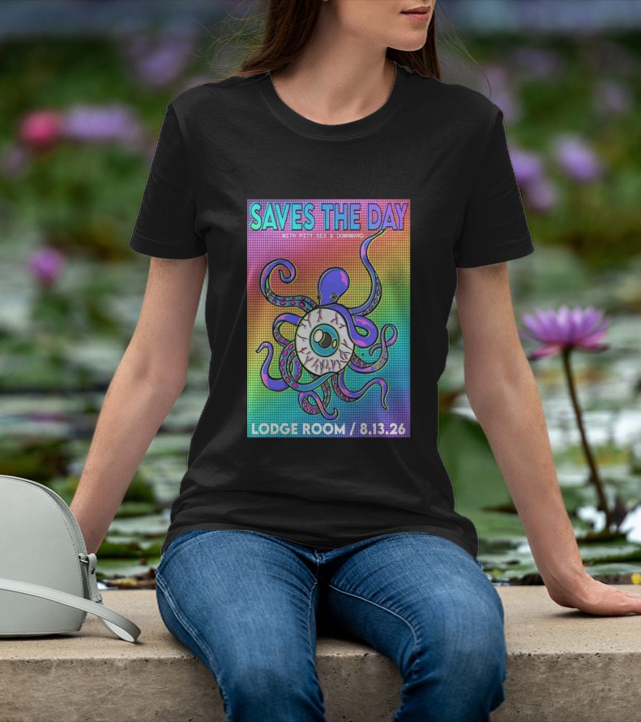 Saves The Day Lodge Room Aug 13 2026 Los Angeles Tour Octopus Eyeball T-Shirt