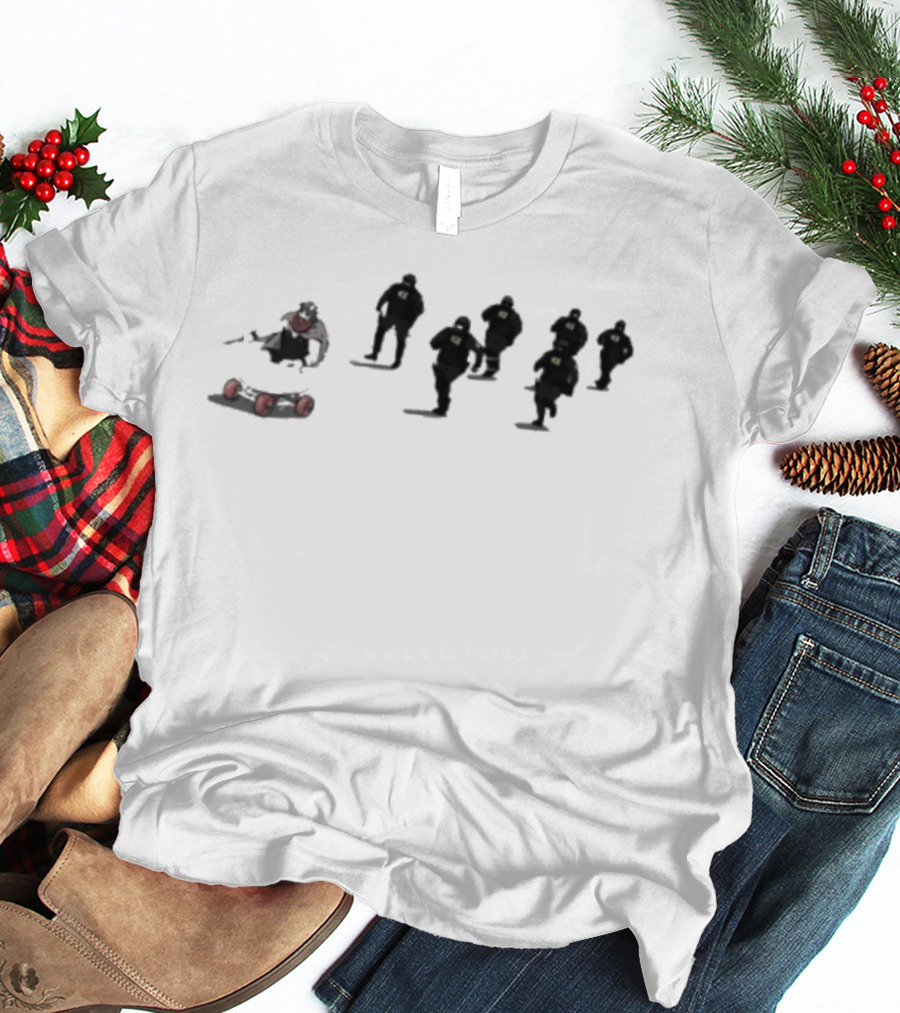 Ice Protest Vikings Silhouettes On Skates With Red Barrels T-Shirt