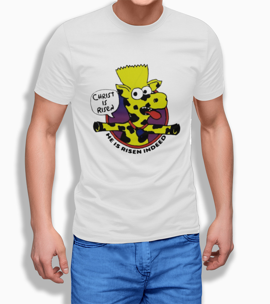 Christ Is Risen He Is Risen Indeed Simpson Cow Cartoon T-Shirt