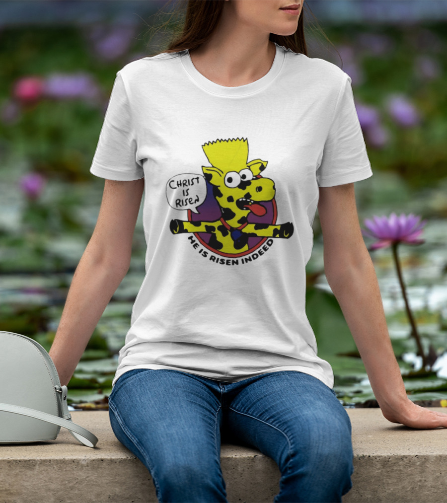 Christ Is Risen He Is Risen Indeed Simpson Cow Cartoon T-Shirt