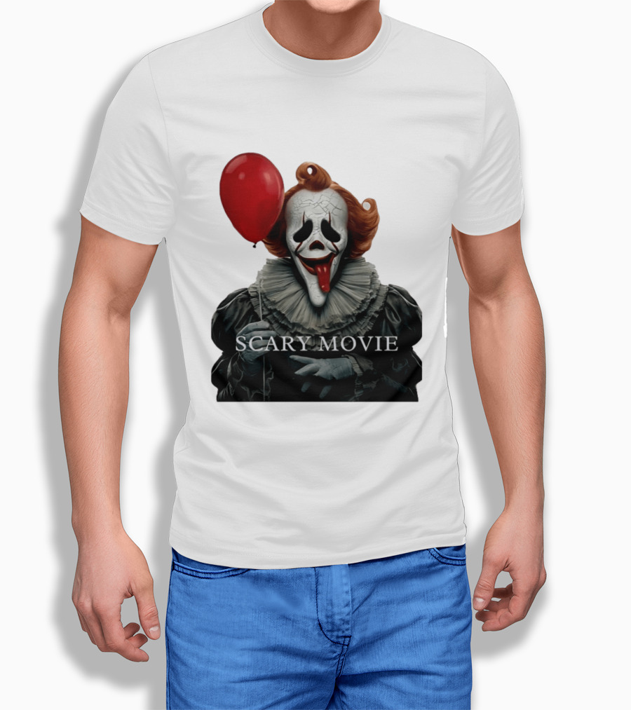Pennywise Scary Movie Mashup Creepy Clown With Red Balloon T-Shirt