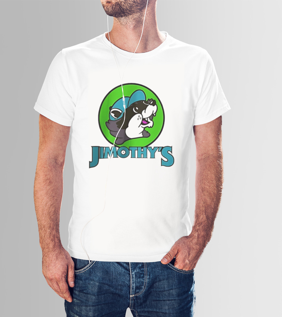 Jimothy's Cartoon Hat Character In Green Circle T-Shirt