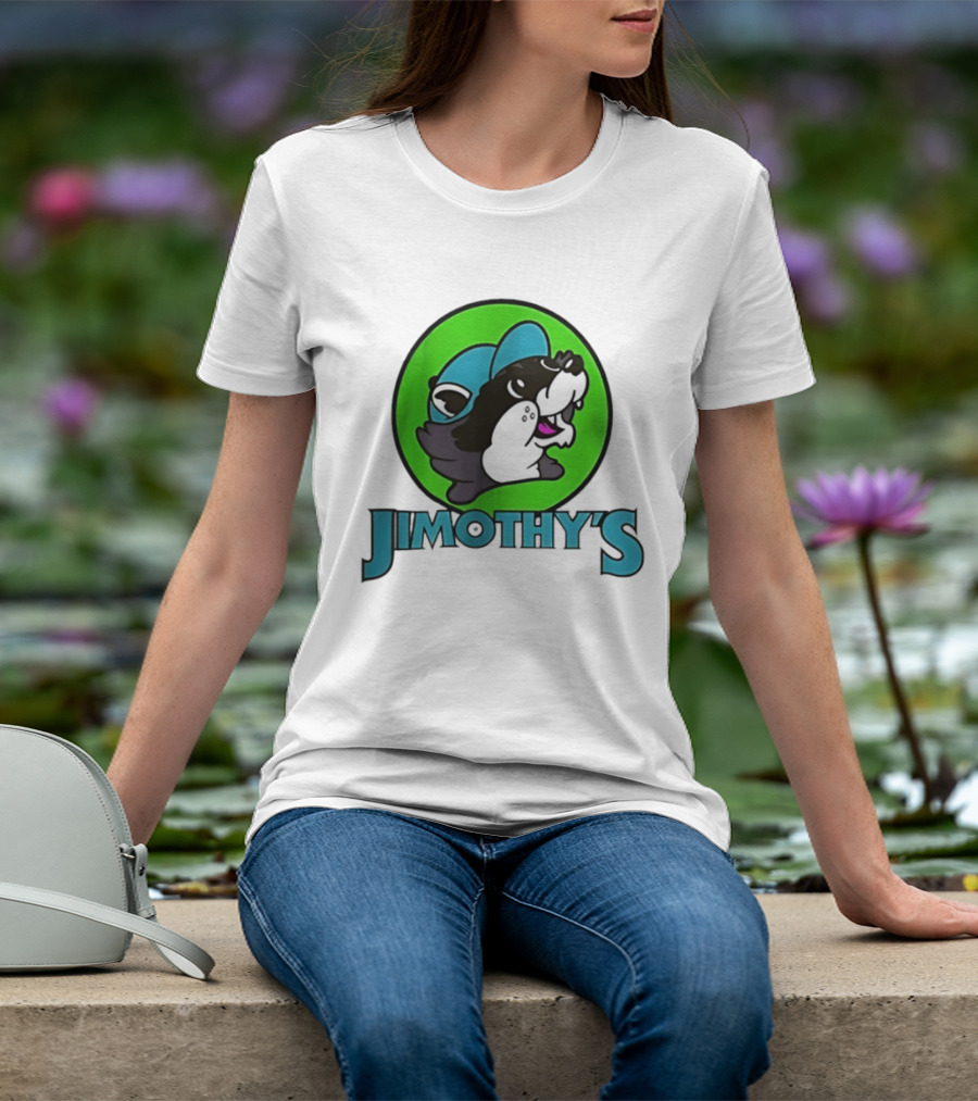 Jimothy's Cartoon Hat Character In Green Circle T-Shirt