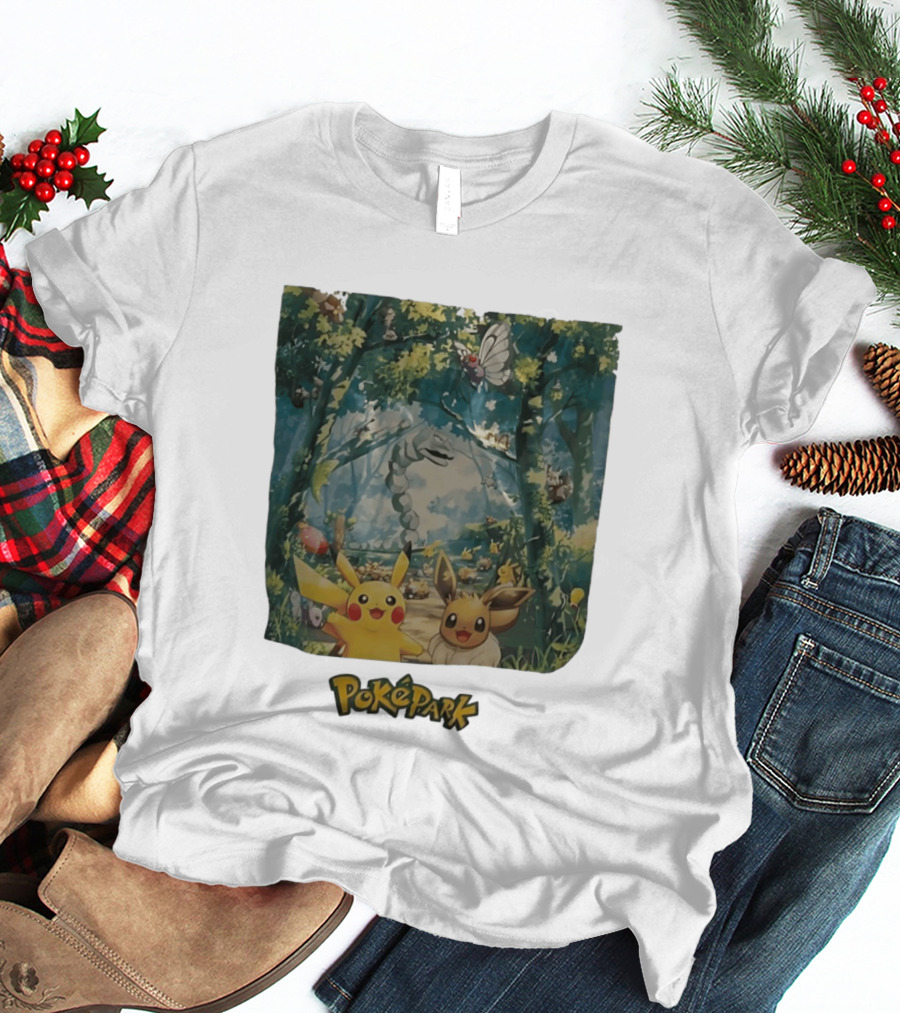 Pikachu Eevee PokéPark Kanto Forest Onix Butterfree Scene T-Shirt