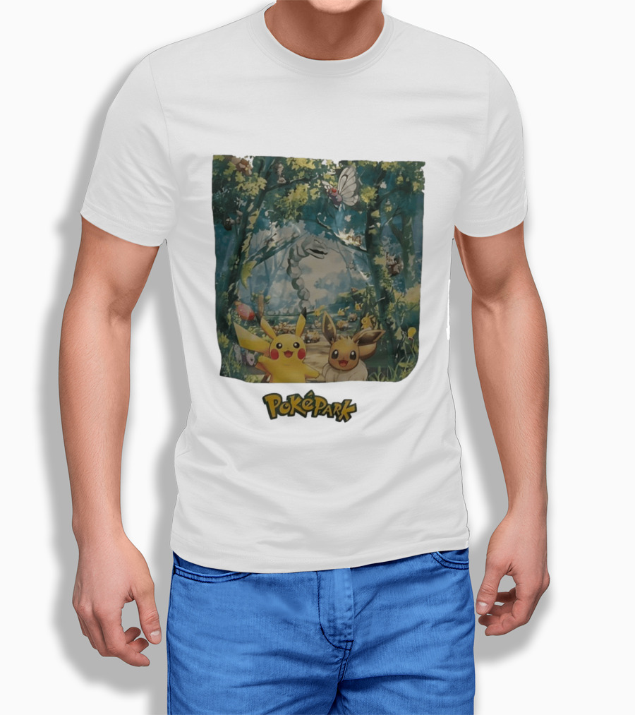 Pikachu Eevee PokéPark Kanto Forest Onix Butterfree Scene T-Shirt
