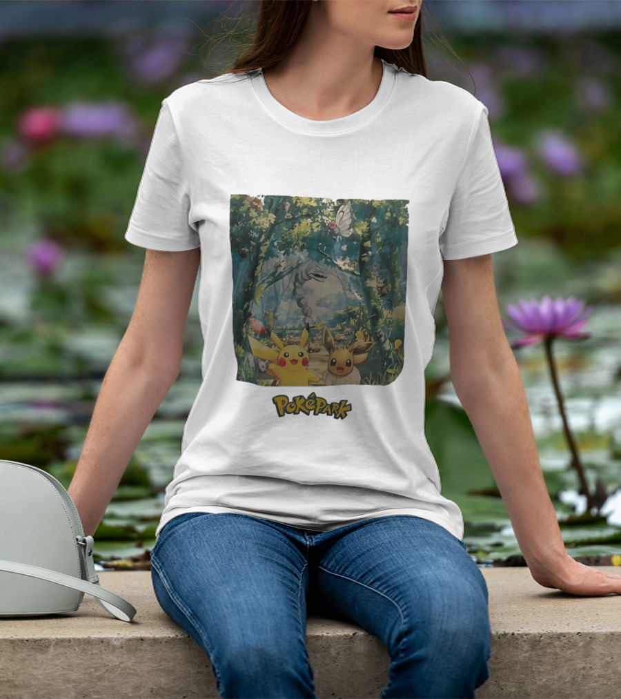 Pikachu Eevee PokéPark Kanto Forest Onix Butterfree Scene T-Shirt