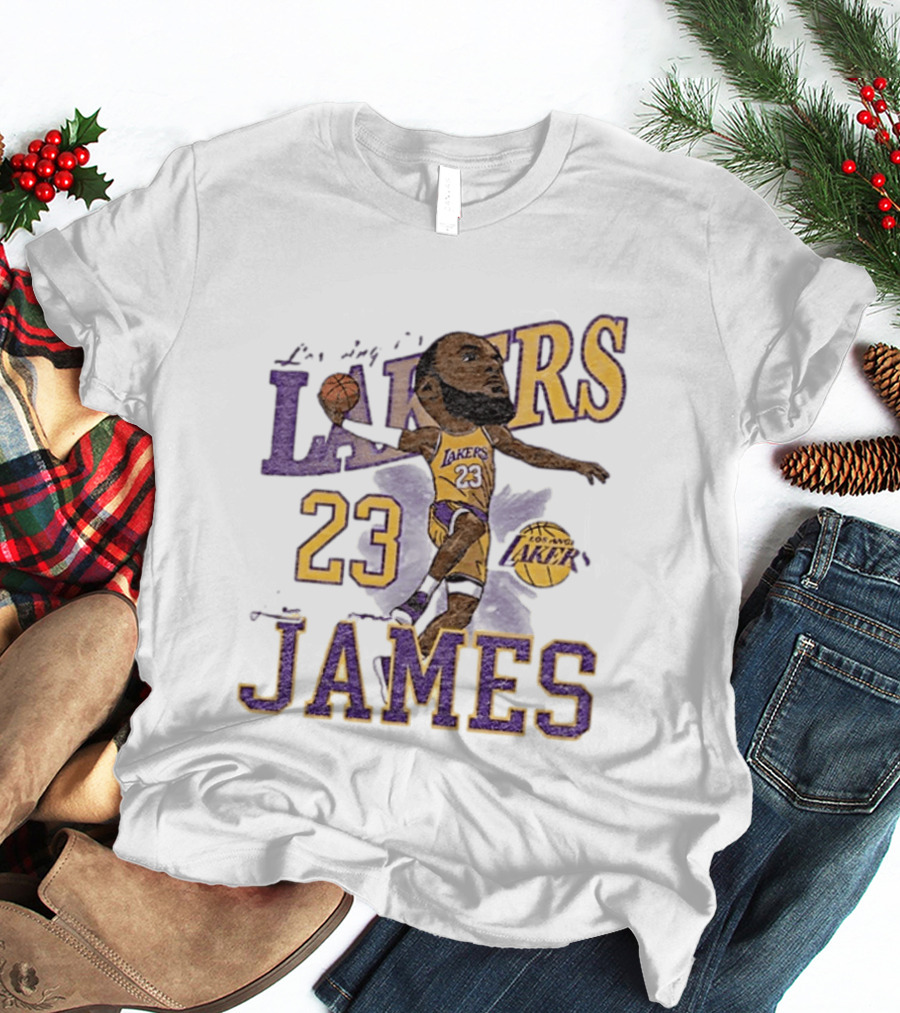 Los Angeles Lakers Lebron James 23 Basketball Caricature Player T-Shirt