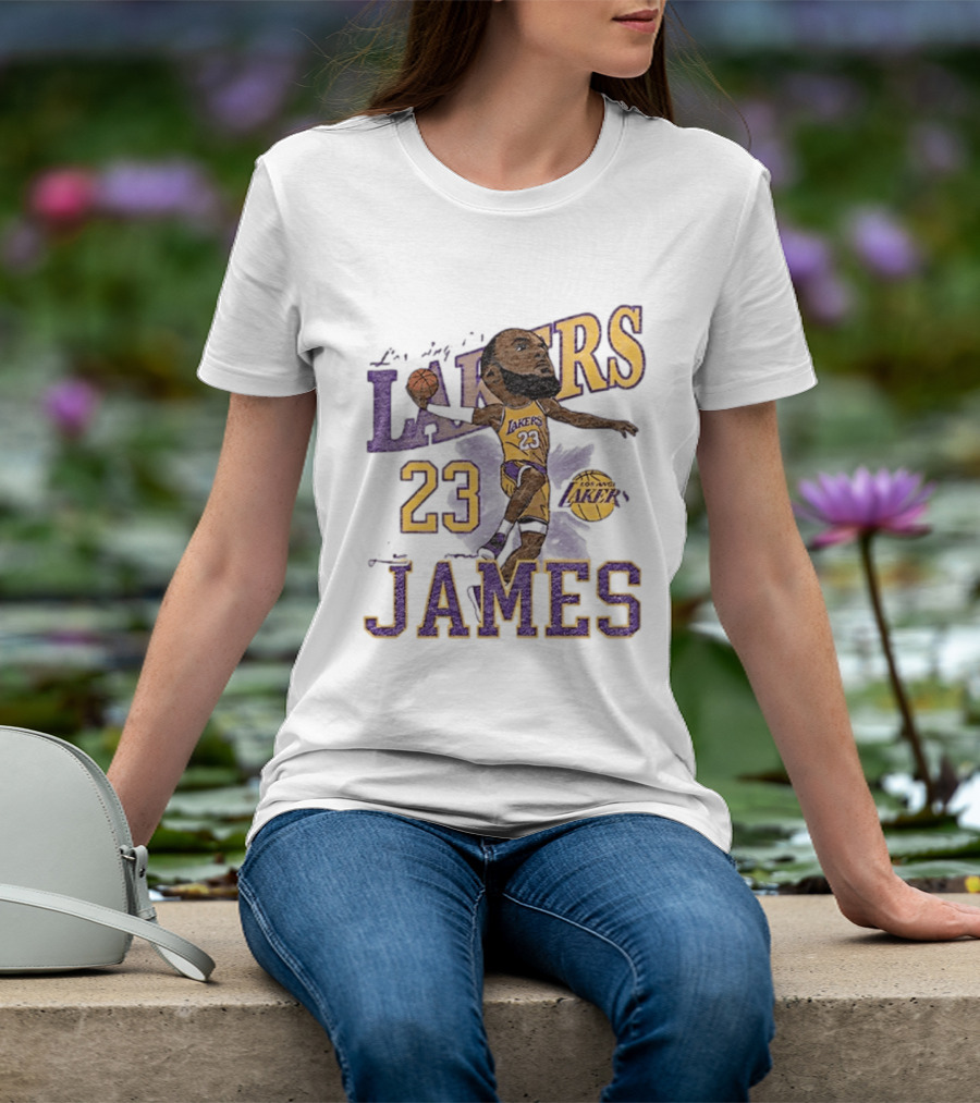 Los Angeles Lakers Lebron James 23 Basketball Caricature Player T-Shirt