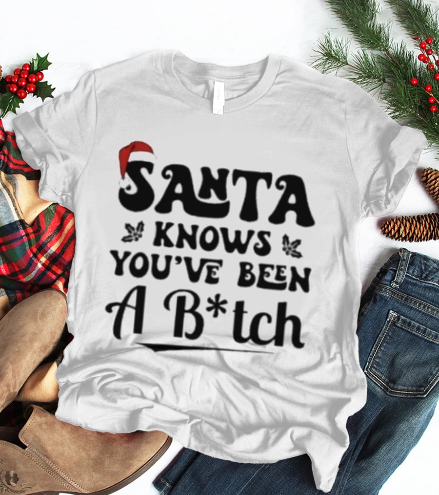 Santa Knows You've Been A B*tch Red Hat Holiday Humor T-Shirt