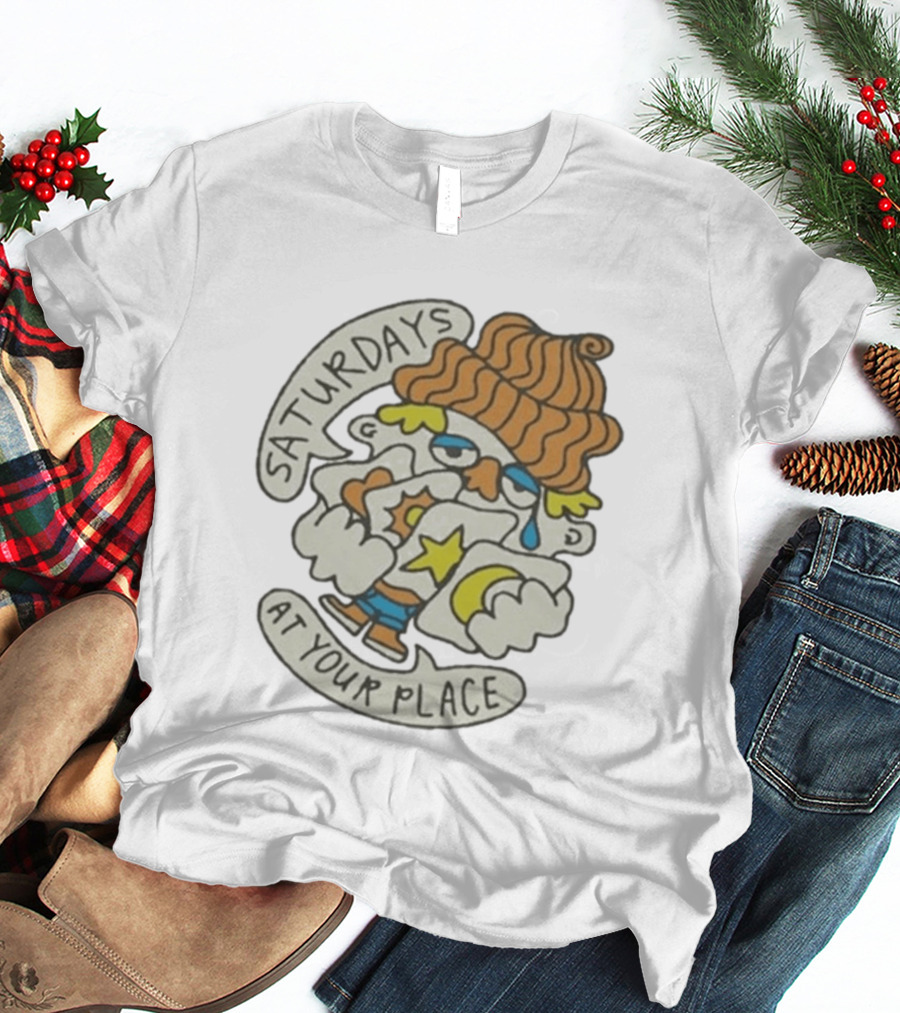 Saturdays At Your Place Cartoon Character With Beanie T-Shirt