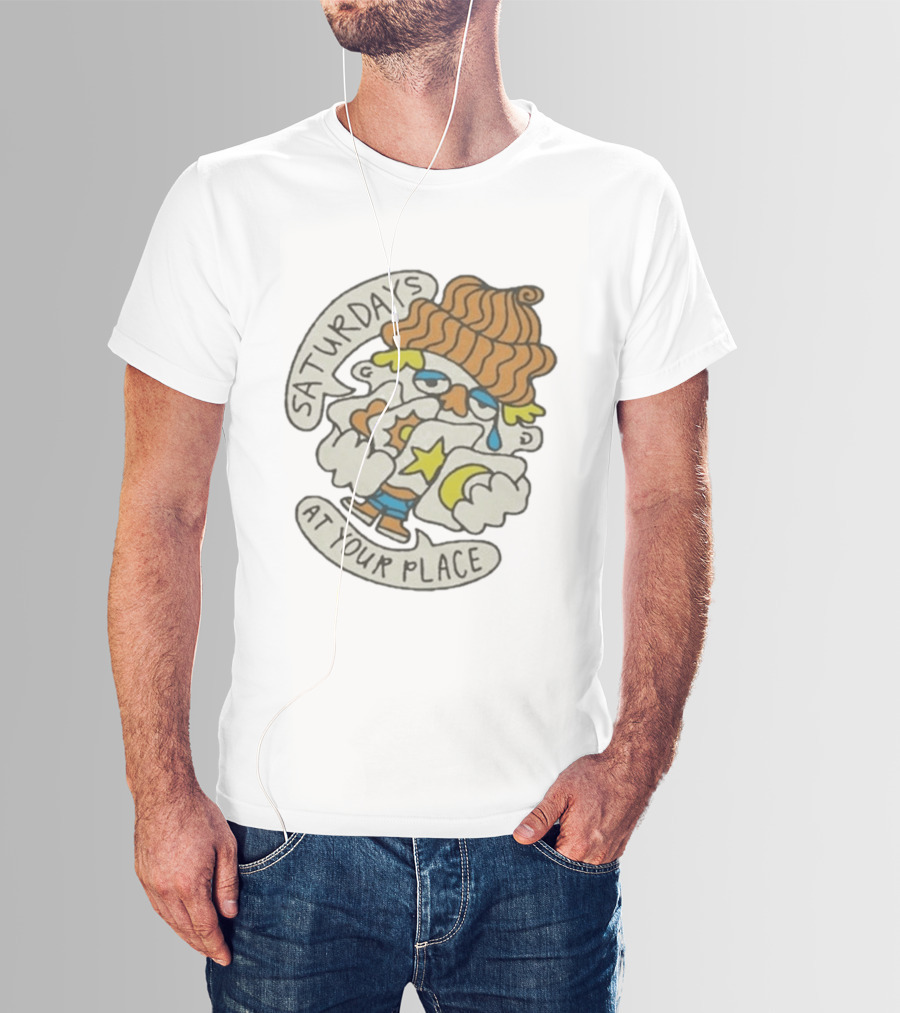 Saturdays At Your Place Cartoon Character With Beanie T-Shirt
