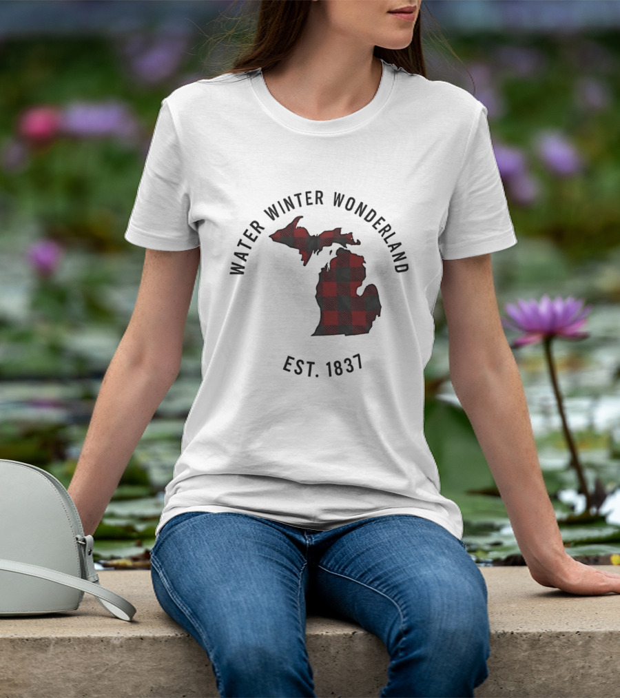 Michigan Water Winter Wonderland Est 1837 Plaid T-Shirt