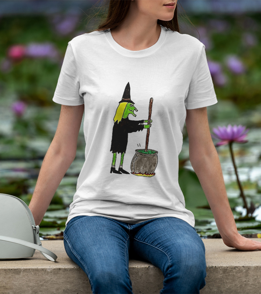 Witch Stirring Cauldron Soup Season Halloween Magic T-Shirt