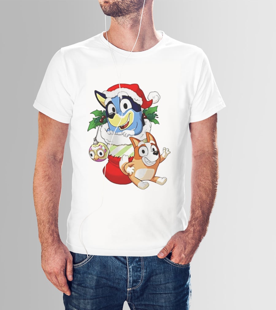 Bluey Christmas Stocking Stuffer Pups Bingo Holiday T-Shirt