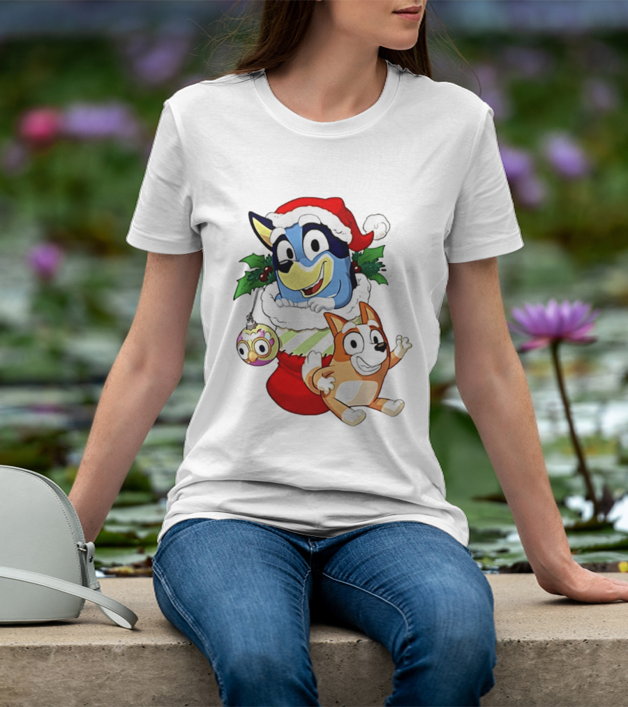 Bluey Christmas Stocking Stuffer Pups Bingo Holiday T-Shirt