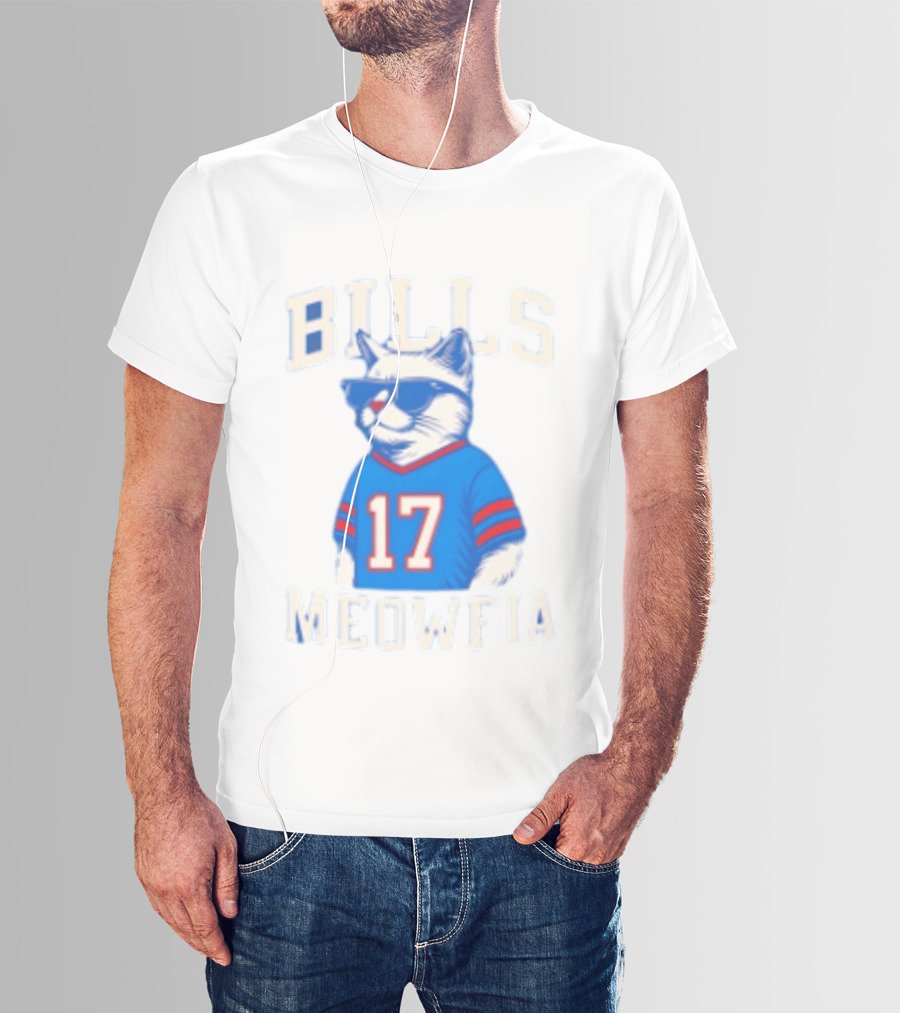 Bills Meowfia Cat 17 Jersey Buffalo Fan Football Sports T-Shirt