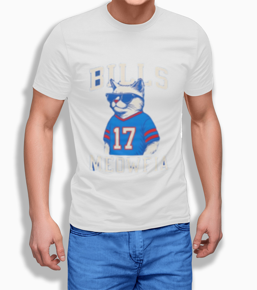 Bills Meowfia Cat 17 Jersey Buffalo Fan Football Sports T-Shirt