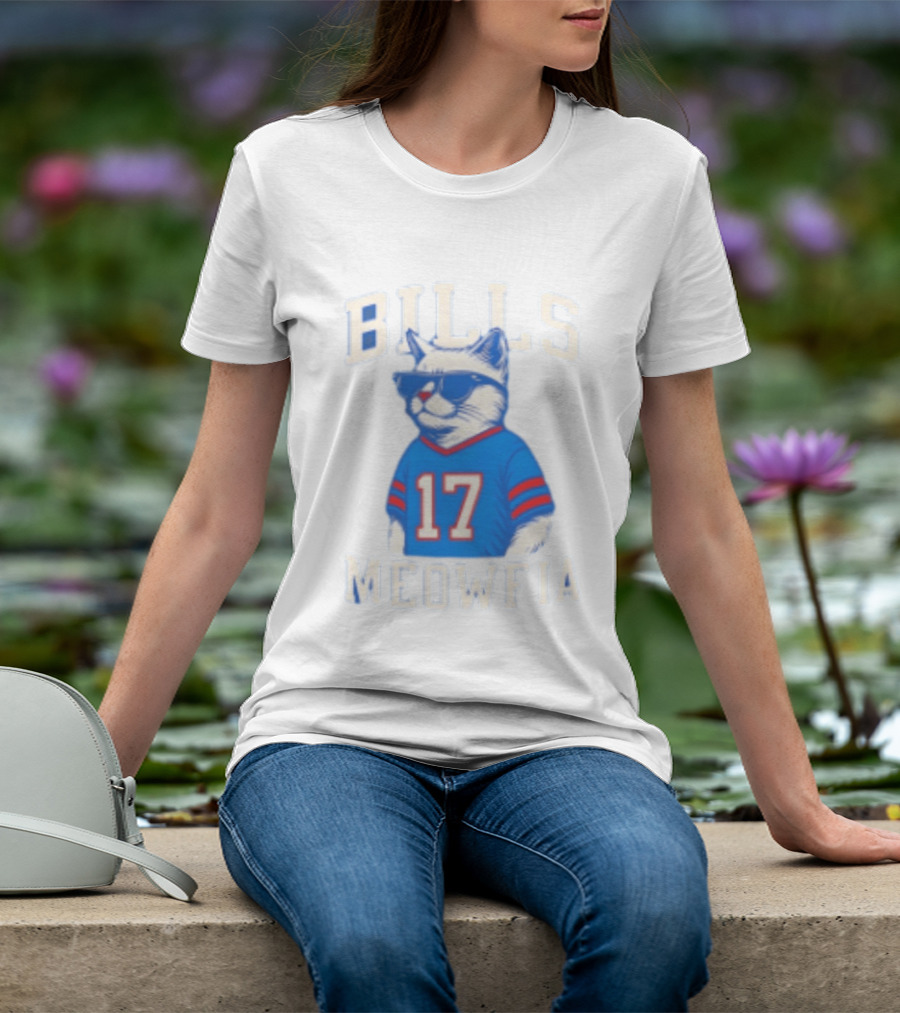 Bills Meowfia Cat 17 Jersey Buffalo Fan Football Sports T-Shirt
