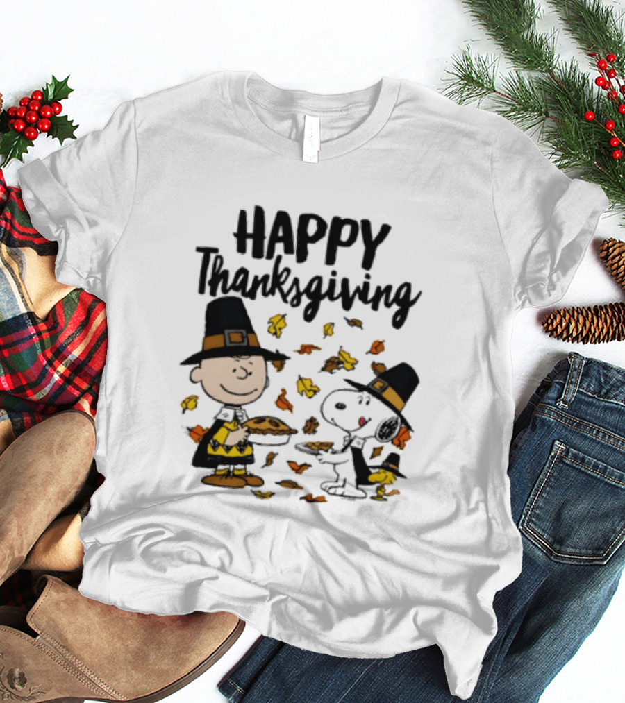 Happy Thanksgiving Peanuts Charlie Brown Snoopy Woodstock T-Shirt