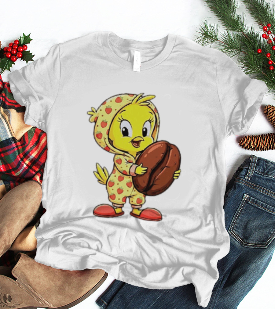 Tweety Coffee I Haven't Lost My Mind Half Of It Just Wandered Off Pajamas With Strawberry Onesie And Coffee Bean T-Shirt