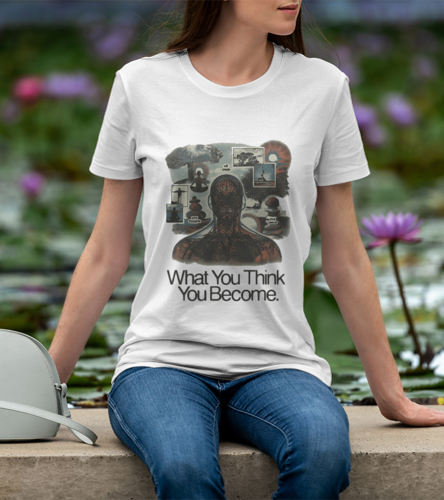 What You Think You Become Meditation Mindset Your Thoughts Shape Your Peace T-Shirt
