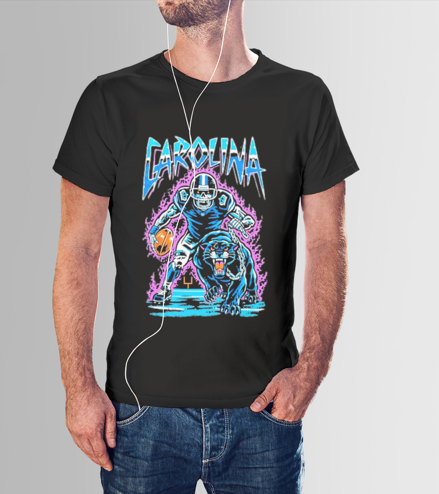 Carolina Panthers Football Skeleton With Panther T-Shirt