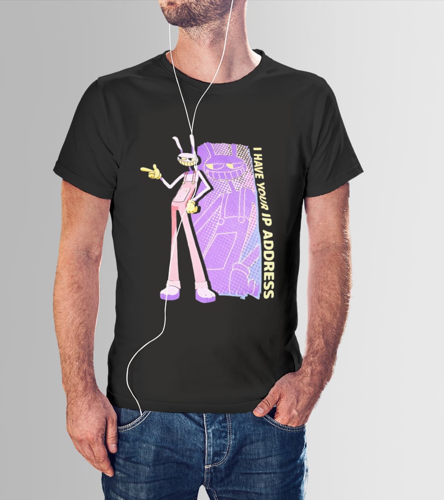 Jax I Have Your IP Address Meme Character In Overalls T-Shirt