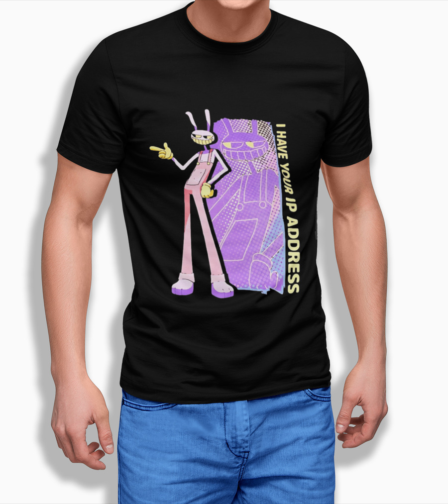 Jax I Have Your IP Address Meme Character In Overalls T-Shirt