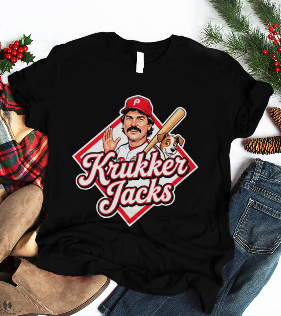 Krukker Jacks Philadelphia Phillies Baseball Player With Dog T-Shirt