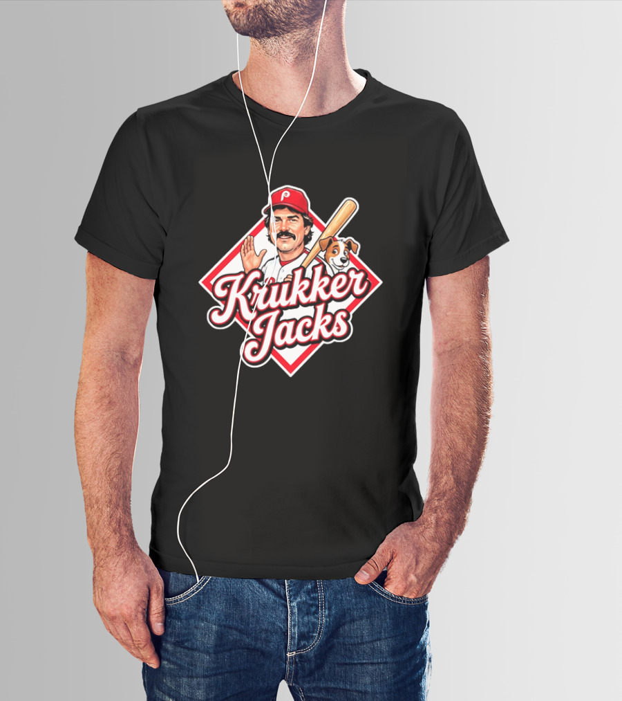 Krukker Jacks Philadelphia Phillies Baseball Player With Dog T-Shirt