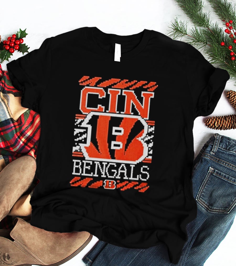 Classic Cincinnati Bengals Holiday Ugly Christmas Football Fan CIN B T-Shirt