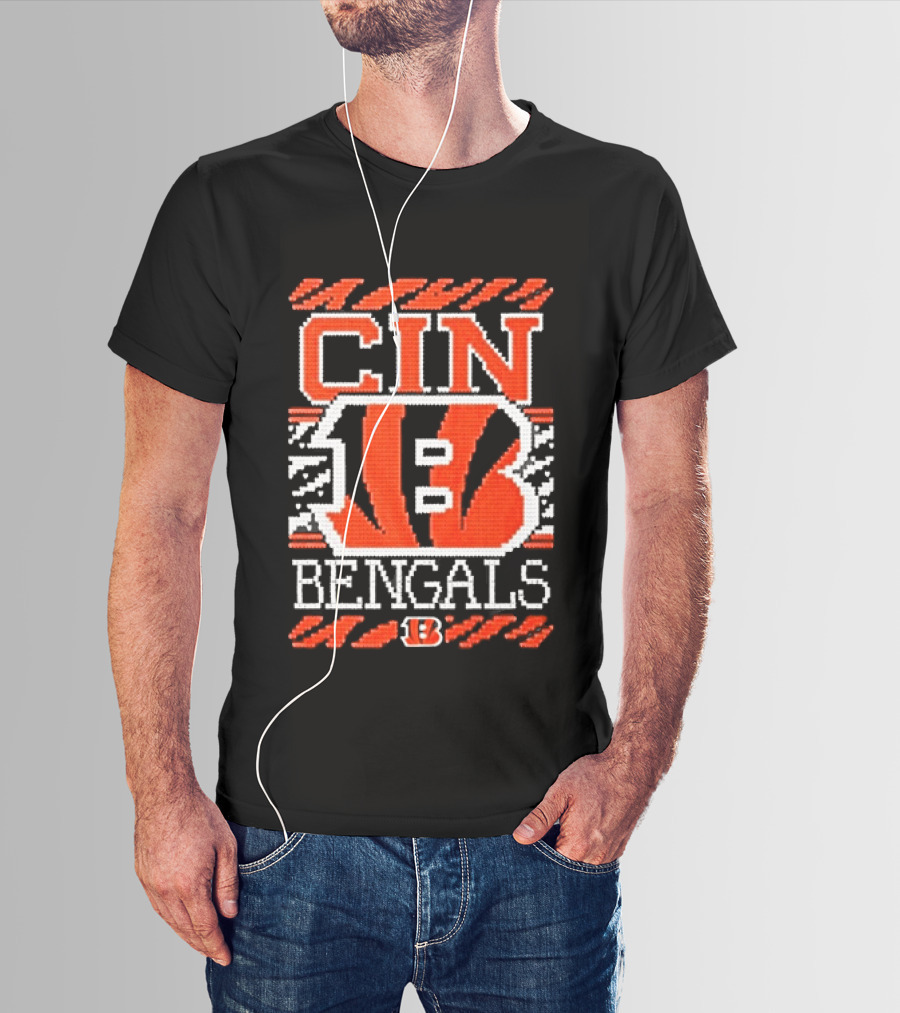 Classic Cincinnati Bengals Holiday Ugly Christmas Football Fan CIN B T-Shirt