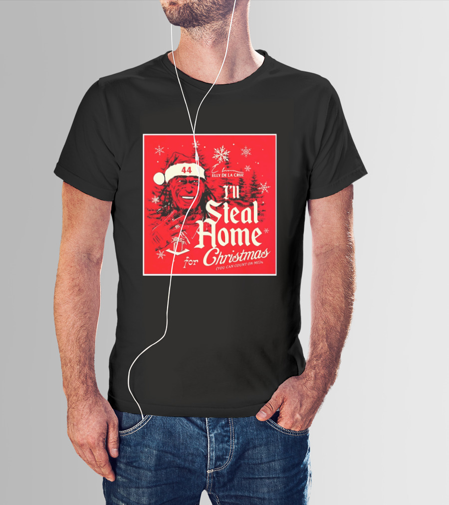 Elly De La Cruz Cincinnati Reds 44 I'll Steal Home For Christmas T-Shirt