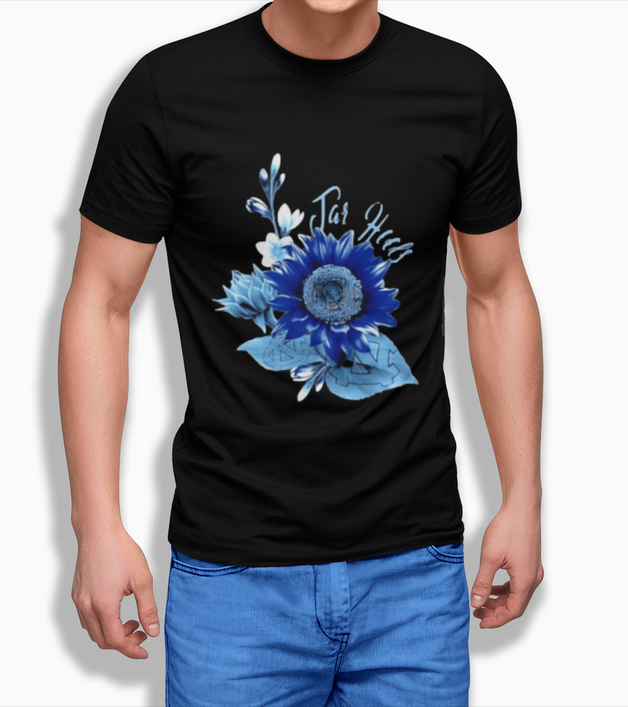 North Carolina Tar Heels Sunflower Floral Football T-Shirt