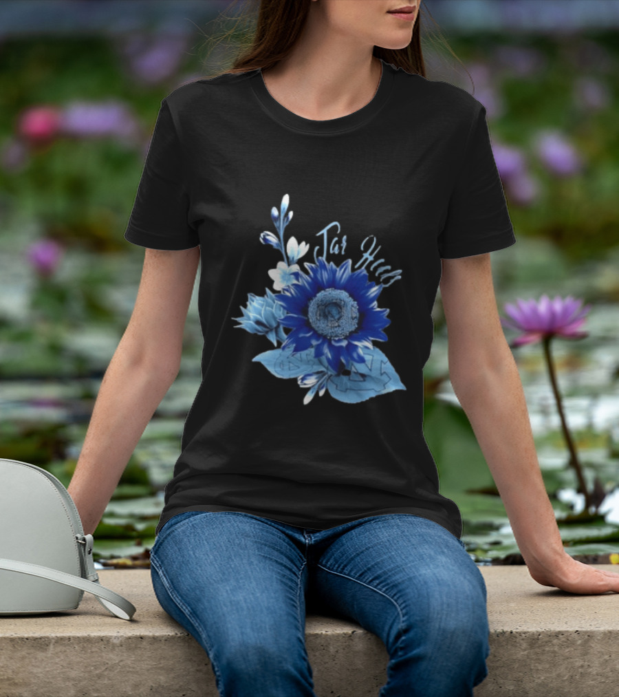 North Carolina Tar Heels Sunflower Floral Football T-Shirt