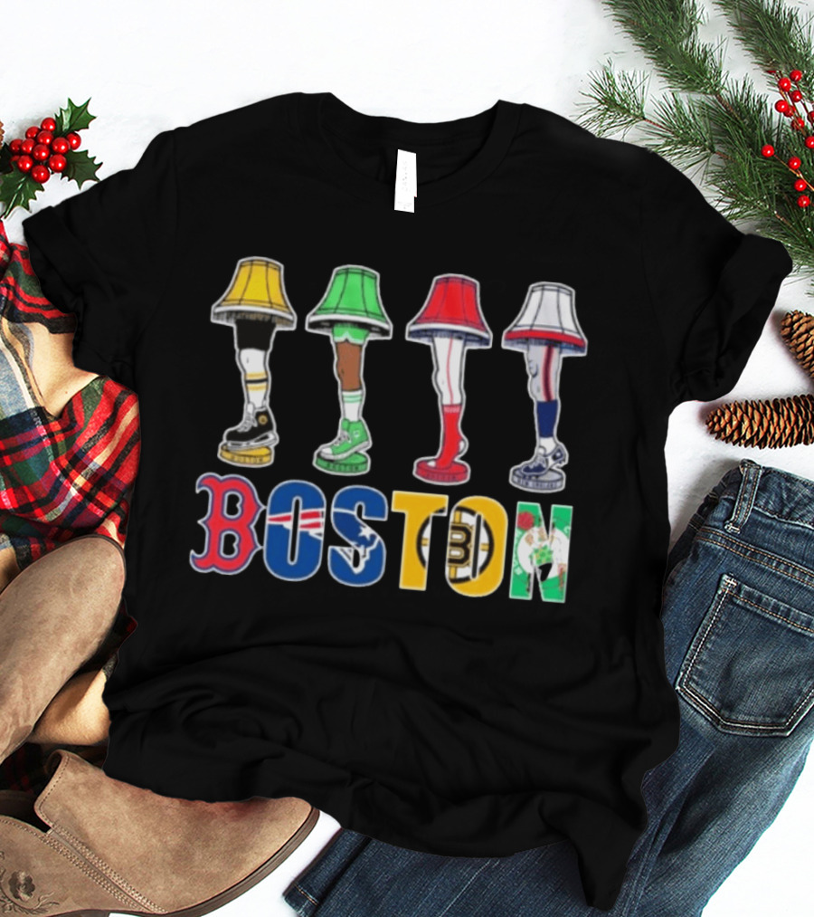 Original Boston Sports Teams Legs Lamp Parody 2025 Fenway Celtics Patriots Bruins Red Sox T-Shirt