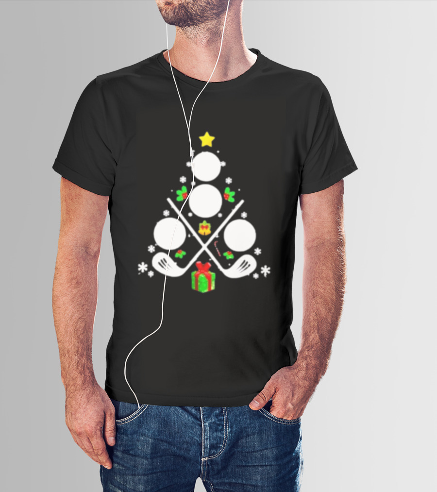 Golf Clubs Balls Christmas Tree Present Star T-Shirt