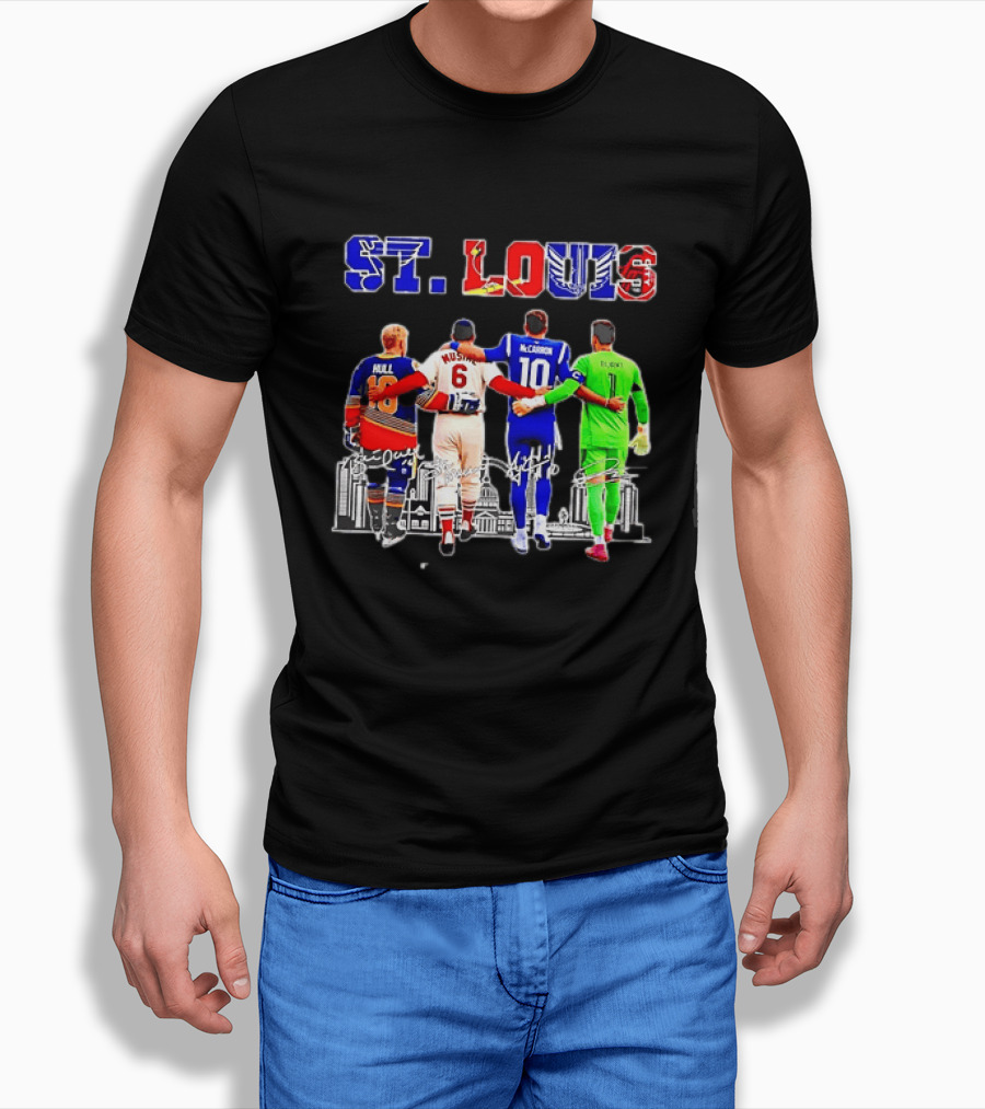 St Louis Hull Musial McCarron Berube Sports Team Players United Iconic City Skyline T-Shirt