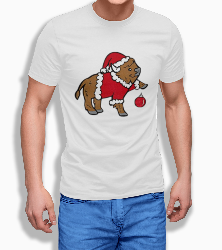 Buffalo In Santa Suit Holding Christmas Bauble Buffalo Bills 2025 Football Holiday T-Shirt